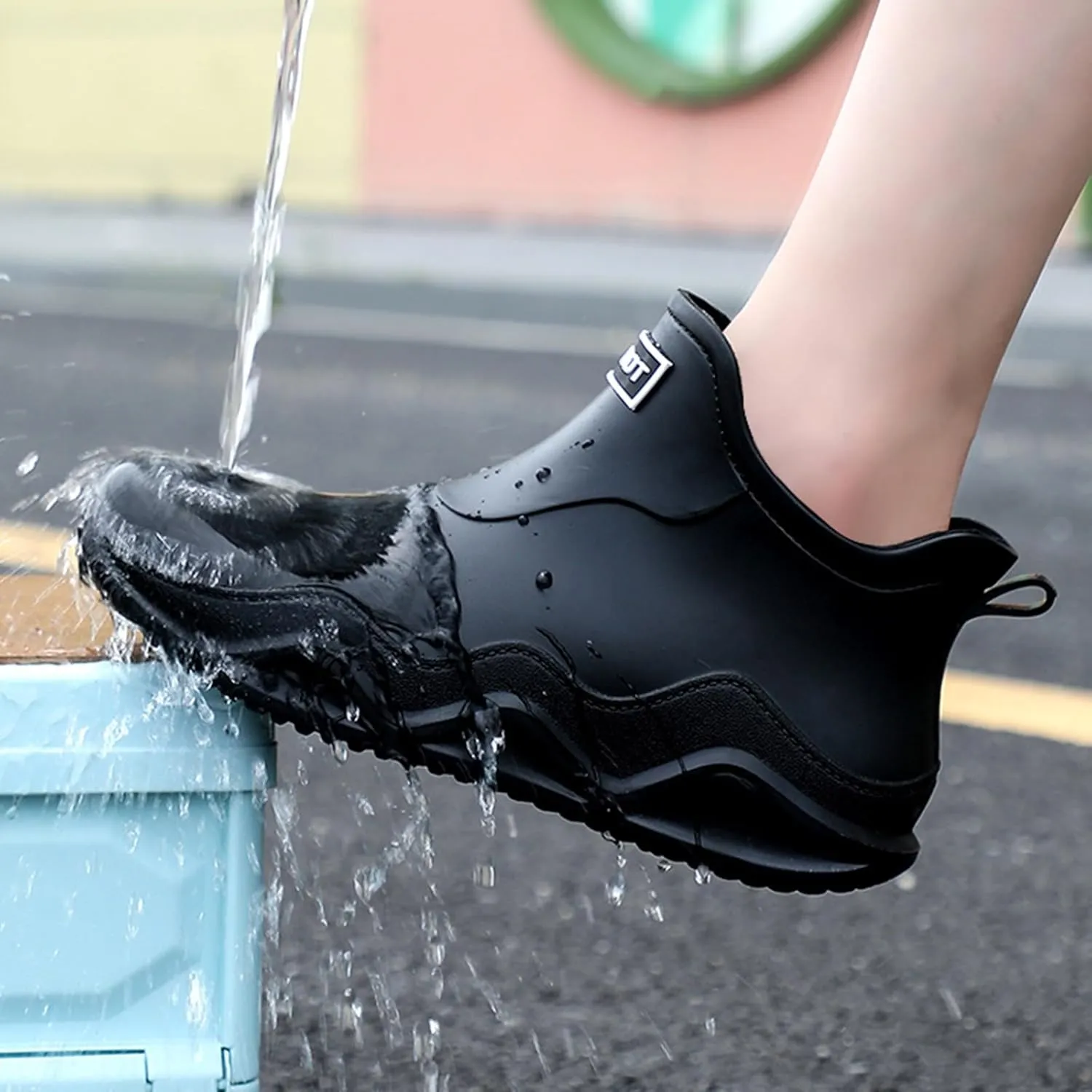 Rain Boots Women Wide Width Mens Grounded Footwear Women's Black Booties Heels Barefoot Shoes Mens Rain Boots Slip On Non-Slip Rubber Waterproof Mens Boots Casual