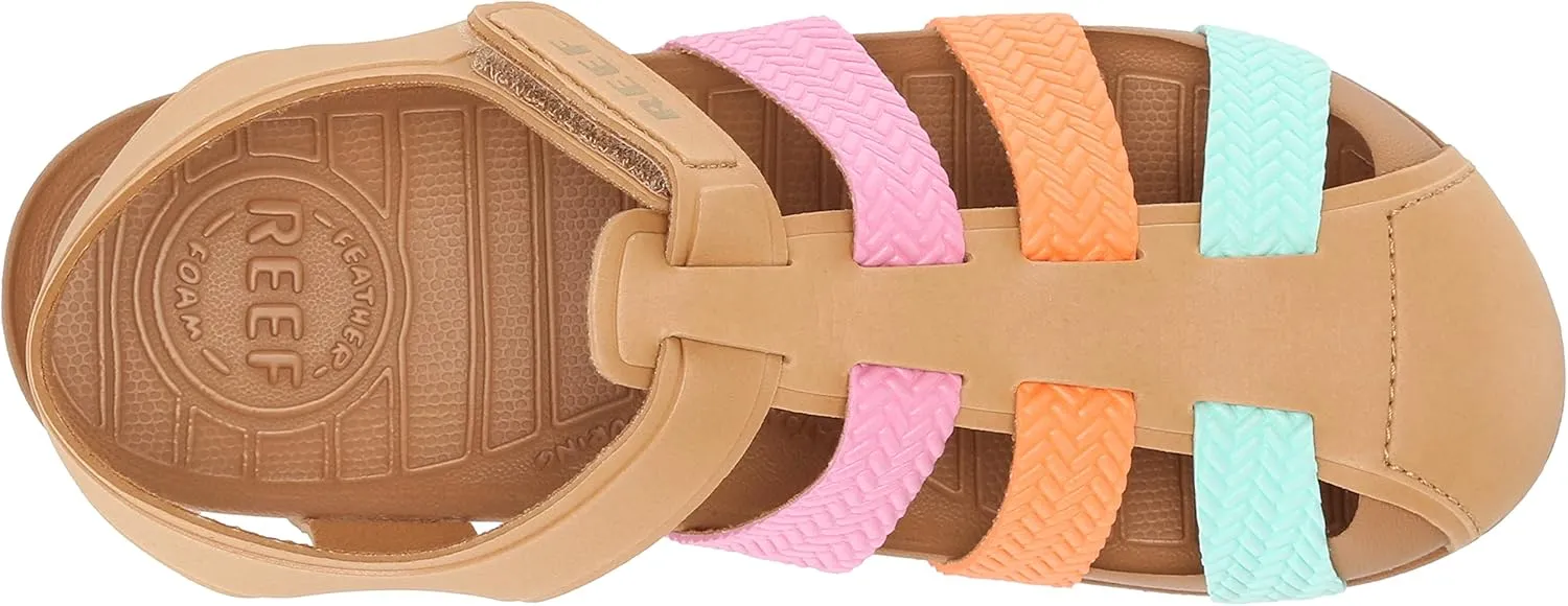 REEF Kids' Water Beachy Fisherman Sandal, Water Friendly, Adjustable Velcro Strap, Closed Toe