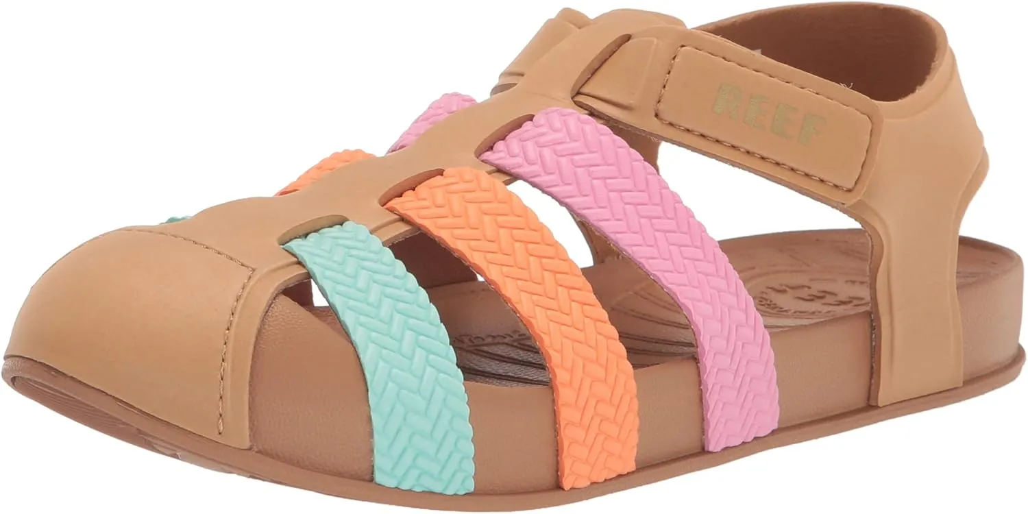REEF Kids' Water Beachy Fisherman Sandal, Water Friendly, Adjustable Velcro Strap, Closed Toe