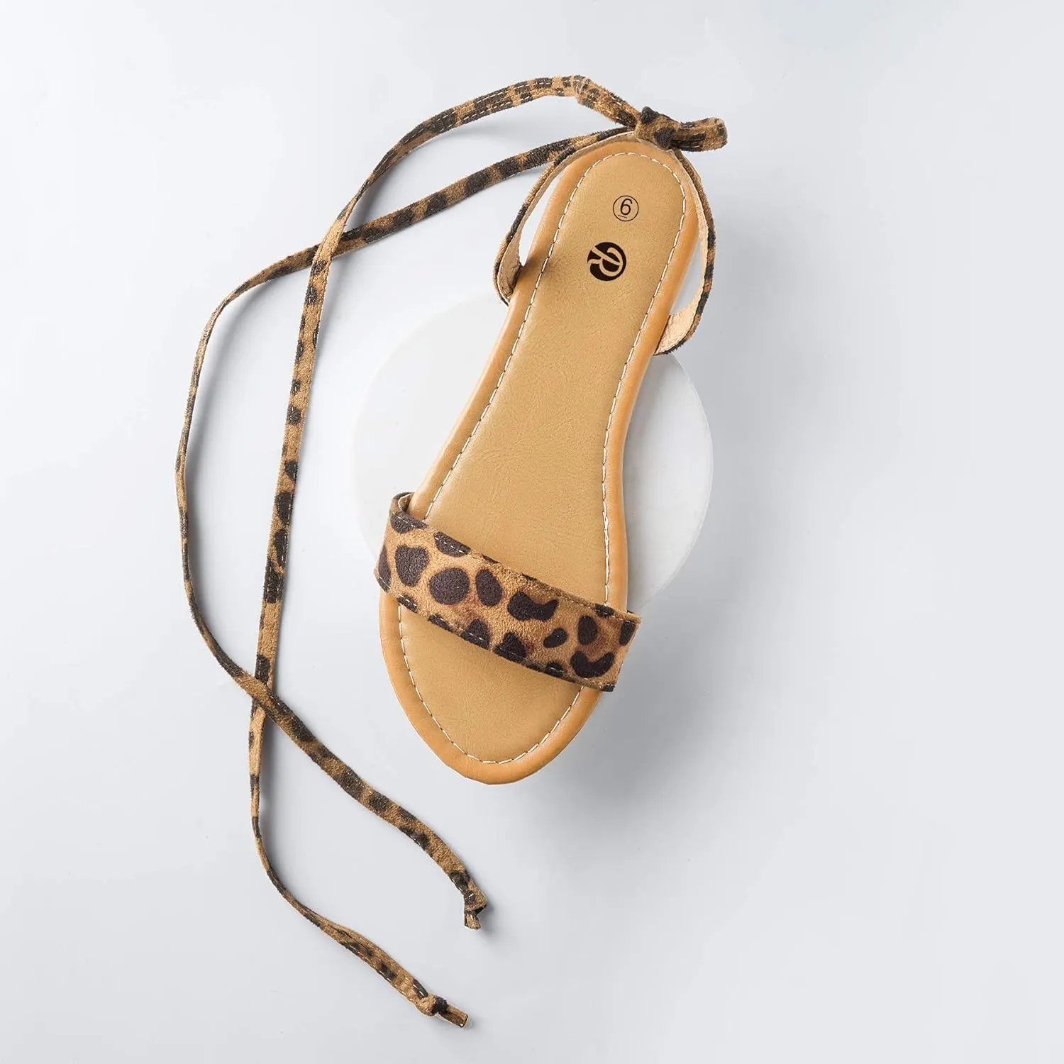 Rekayla Open Toe Tie Up Ankle Wrap Flat Sandals for Women