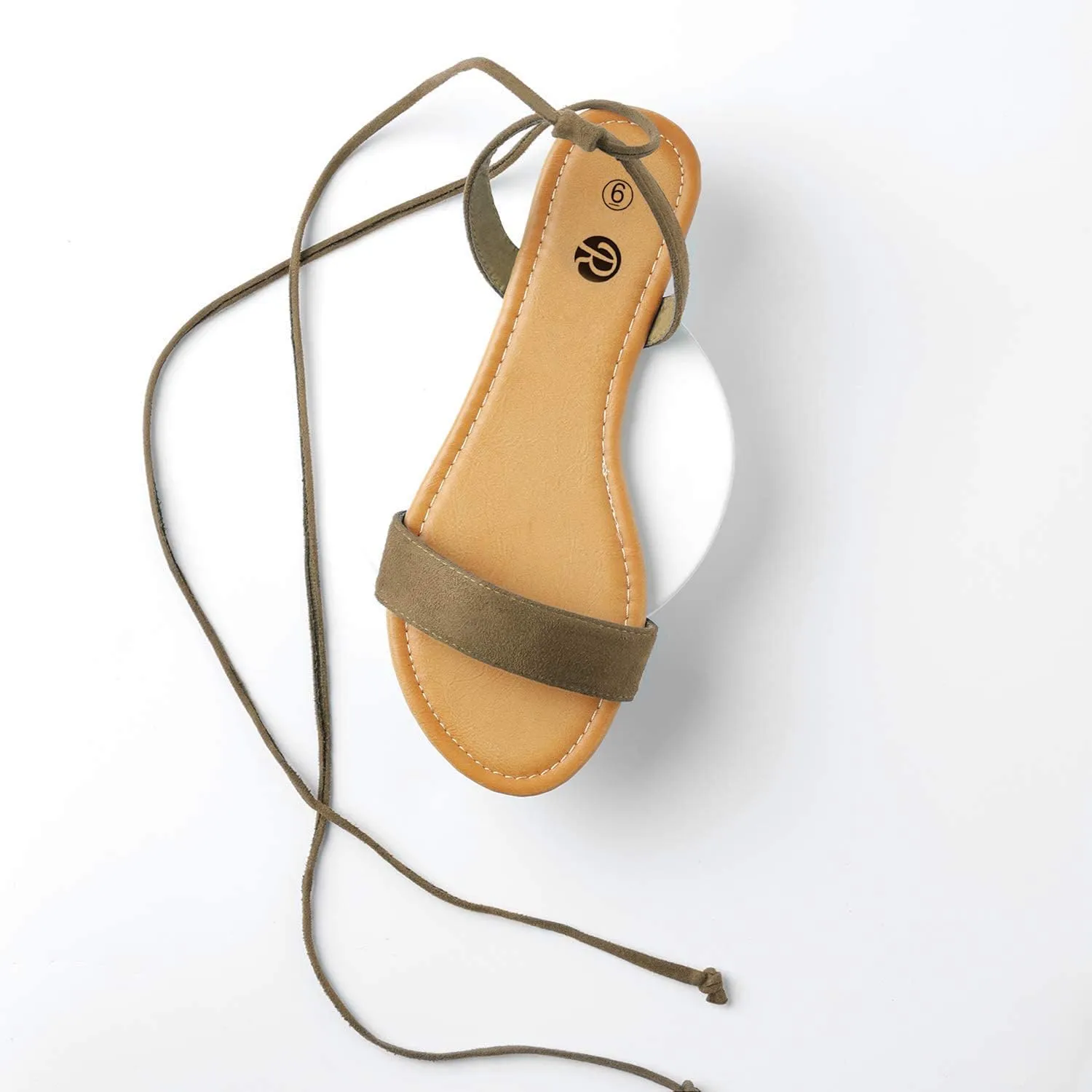 Rekayla Open Toe Tie Up Ankle Wrap Flat Sandals for Women