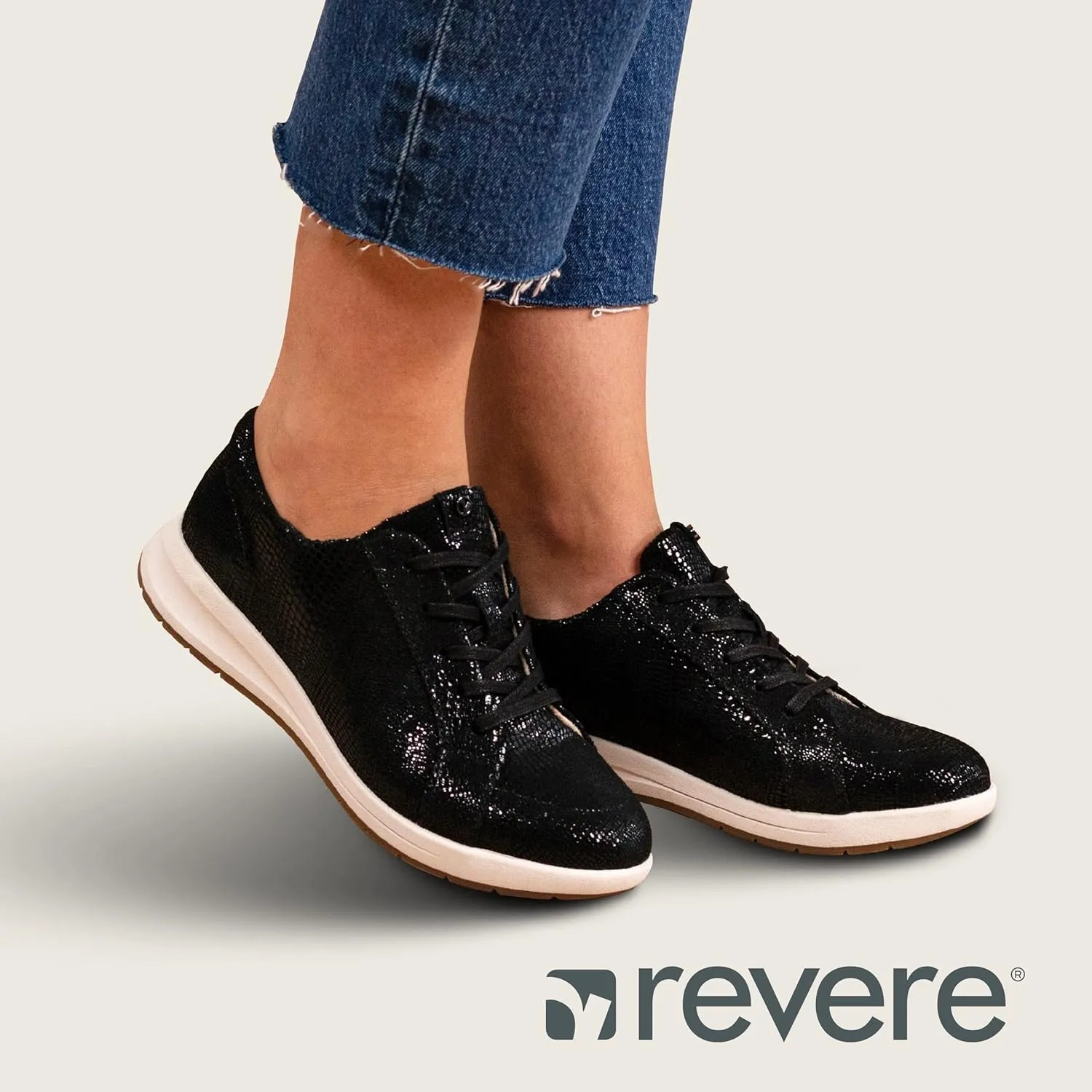 Revere Athens Women's Sneakers – Lightweight Premium Leather Sneakers with Customizable Fit and Removable Footbed with Arch Support