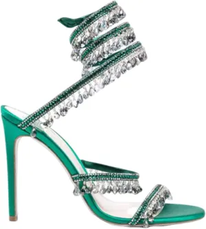 Rhinestone Tassel Wrap Around High Heels Stiletto Sandals for Women Open Toe Slip - Ons Party Strappy Dress Pumps