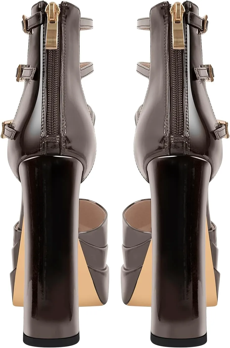 richealnini Chunky Platform Heels for Women Ankle Buckle Strap Pumps Block High Heels Sandals