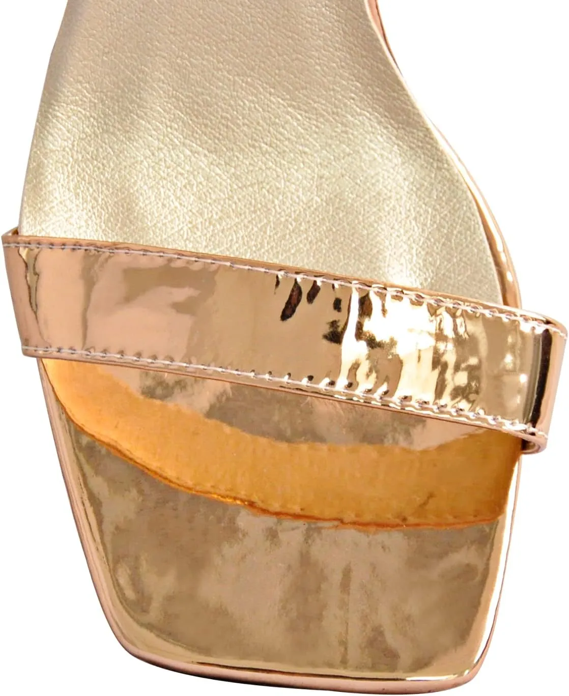 richealnini Rhinestons Strap Buckle Up Clear Heels Sandals with Block