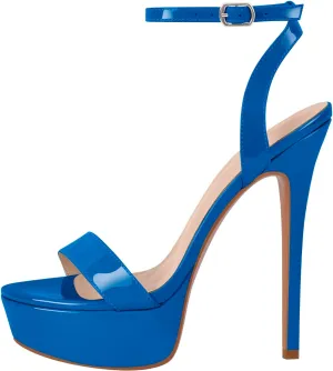 richealnini Sexy Stilettos High Heels Sandals with Platform Ankle Buckle Wrap Strappy Heels Wedding Party Dress