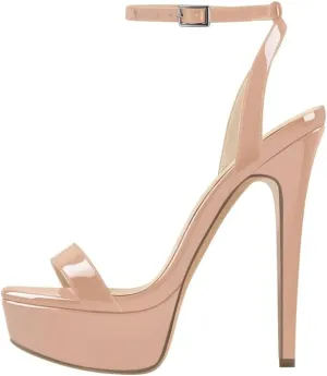 richealnini Sexy Stilettos High Heels Sandals with Platform Ankle Buckle Wrap Strappy Heels Wedding Party Dress