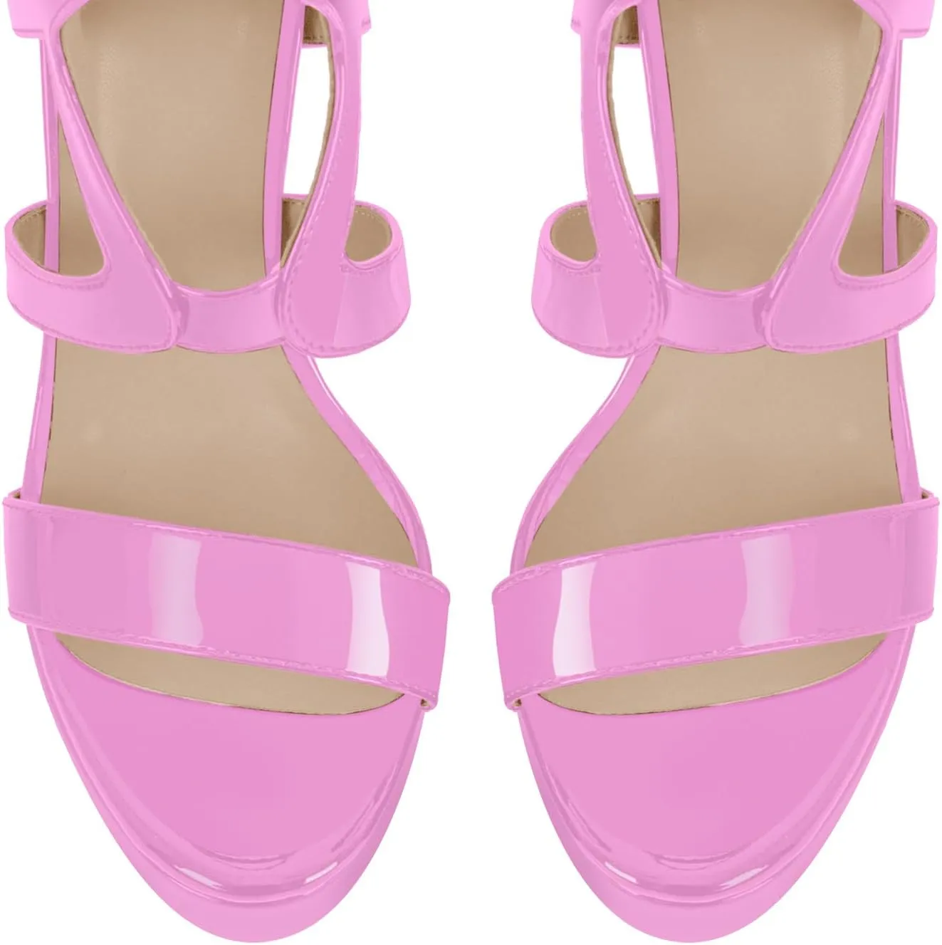 richealnini Women's Crisscross Platform Stiletto High Heels Strappy Sandals with Zipper