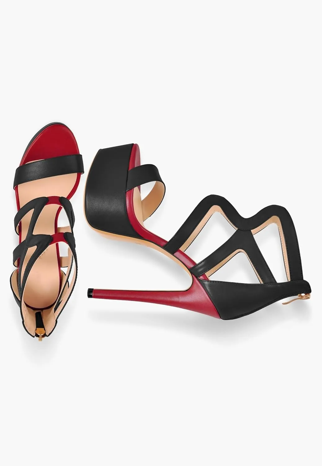 richealnini Women's Crisscross Platform Stiletto High Heels Strappy Sandals with Zipper