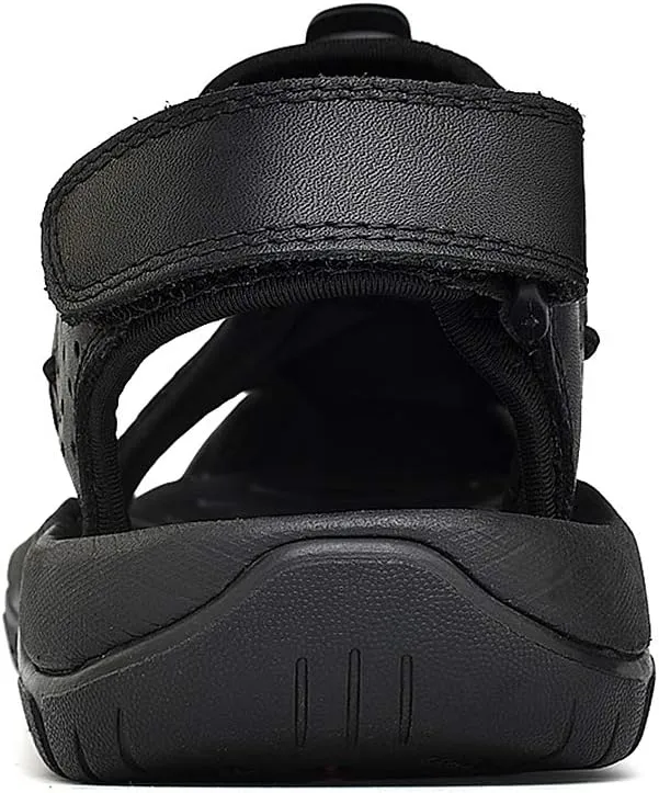 rismart Men's Closed Toe Walking Fastening Trekking Sport Shoes Suede Leather Sandals
