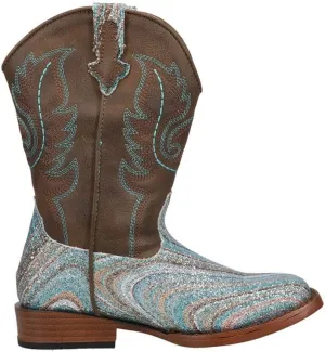 ROPER Kids Girls Glitter Swirl Ii Square Toe Casual Boots Mid Calf - Brown, Multi