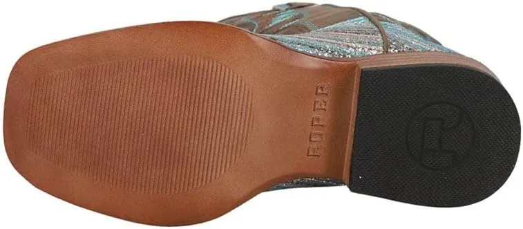 ROPER Kids Girls Glitter Swirl Ii Square Toe Casual Boots Mid Calf - Brown, Multi