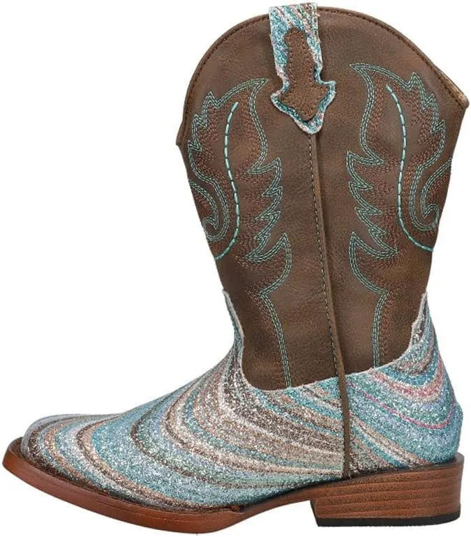 ROPER Kids Girls Glitter Swirl Ii Square Toe Casual Boots Mid Calf - Brown, Multi