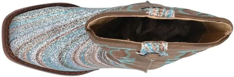 ROPER Kids Girls Glitter Swirl Ii Square Toe Casual Boots Mid Calf - Brown, Multi