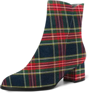 ROSERWISH Womens Round Toe Fashion Fall and Winter Side Zip Casual Patent Chunky Low Heel Ankle High Boots 2 Inch