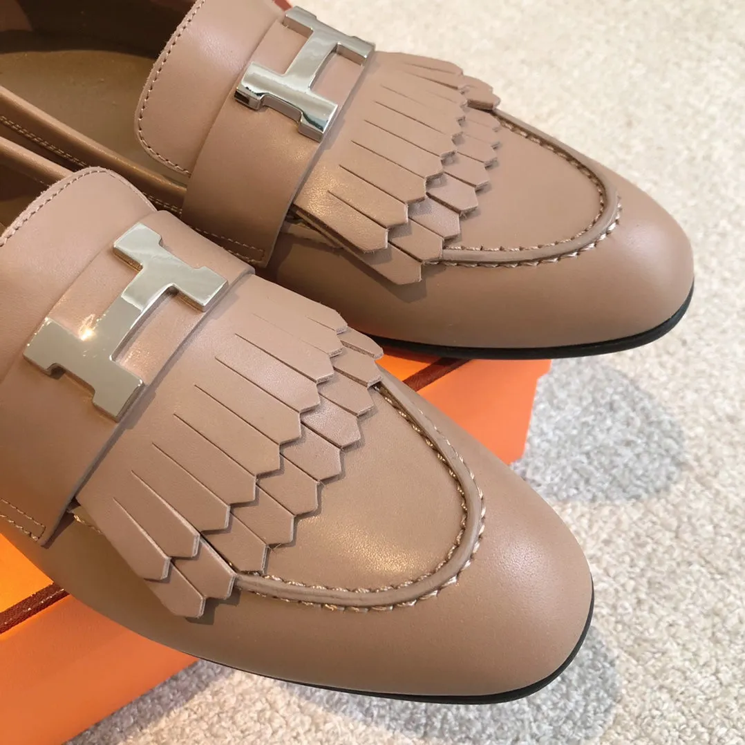 Royal Loafer Brown Calfskin With Fringe Detail And Silver Signature Buckle 509409