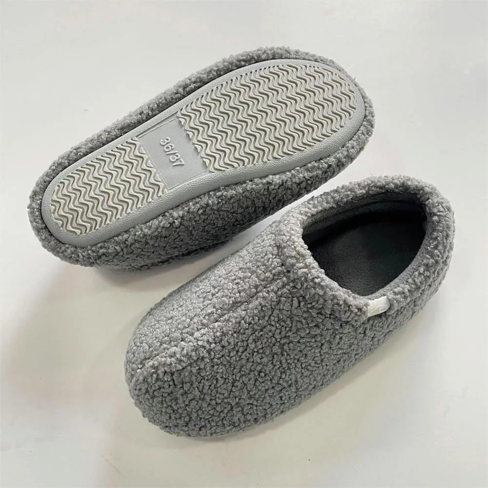 Rungion Fuzzy House Slippers for Women Men Warm Wrap Heel Slippers Comfy Non-slip Winter Sandals Indoor Outdoor