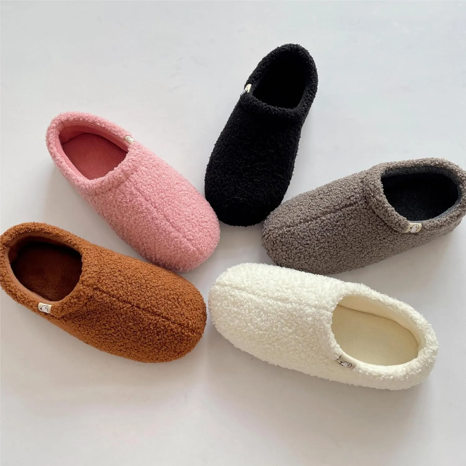 Rungion Fuzzy House Slippers for Women Men Warm Wrap Heel Slippers Comfy Non-slip Winter Sandals Indoor Outdoor