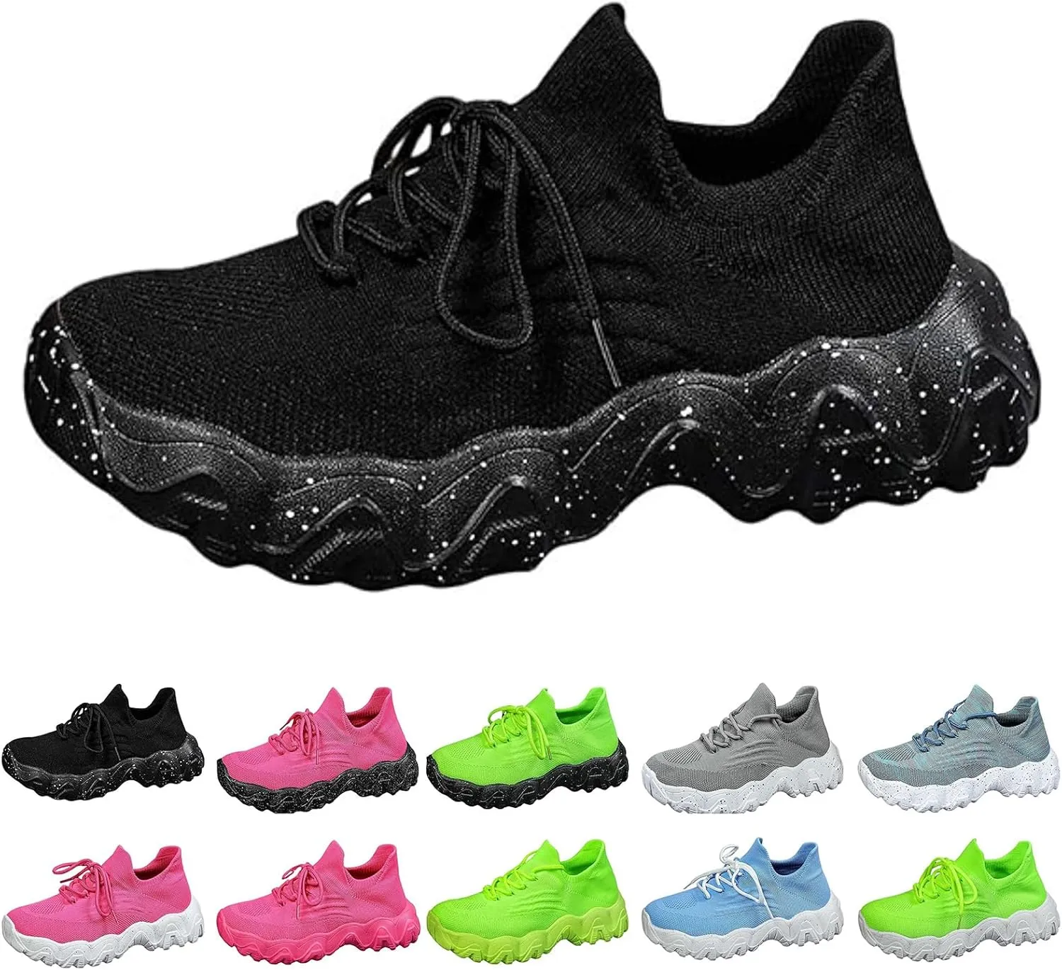 Running Shoes Womens Lightweight Fashion Sport Sneakers Casual Lightweight Knit Socks Comfortable Muffin Shoes for Men Women Gym Work Walking Sneakers Slip On Indoor Outdoor