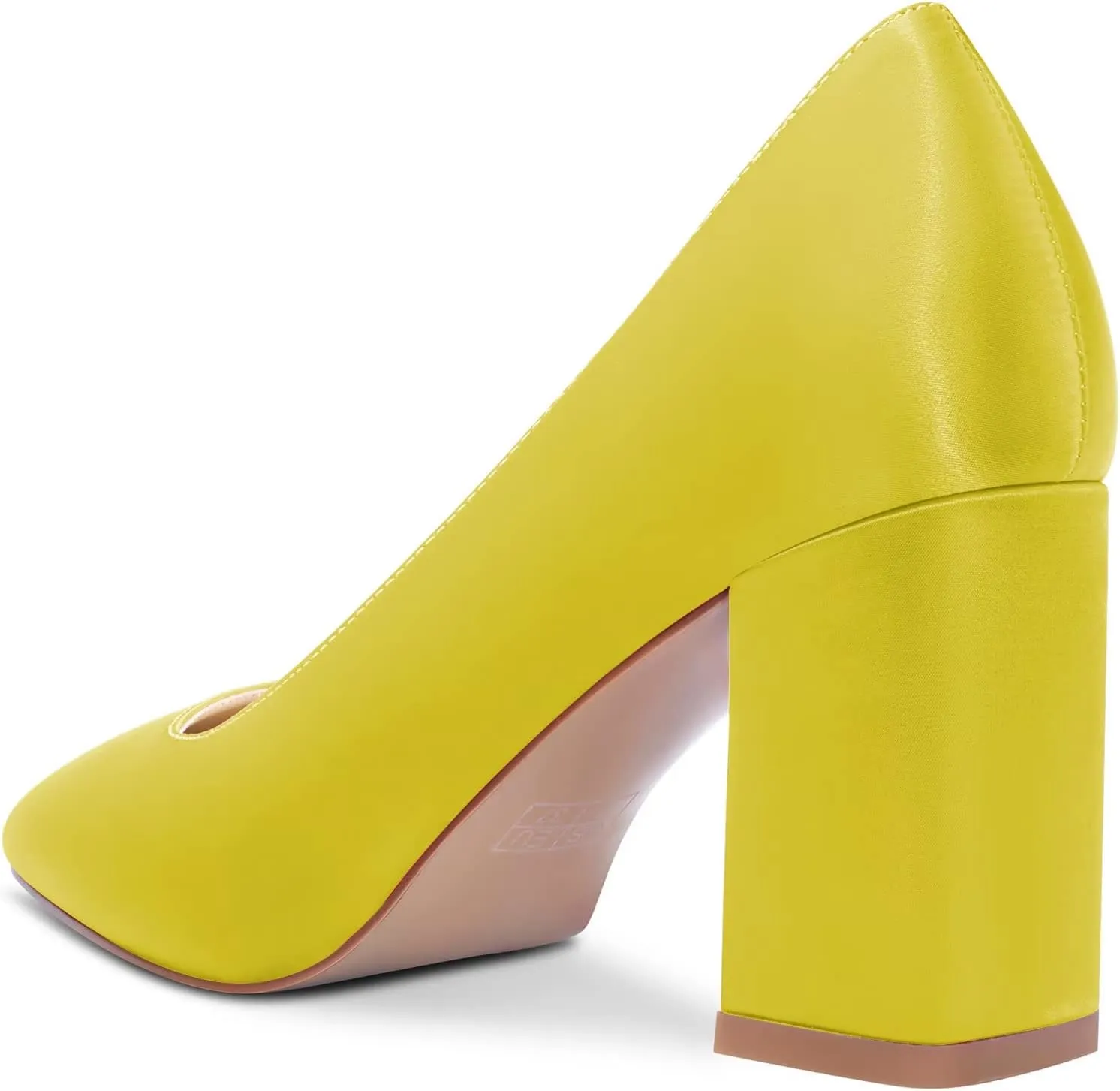 Saekcted Women High Chunky Block Heel Close Square Toe Pumps Slip-on Wedding Office Cute 3.0 Inches Heels Shoes