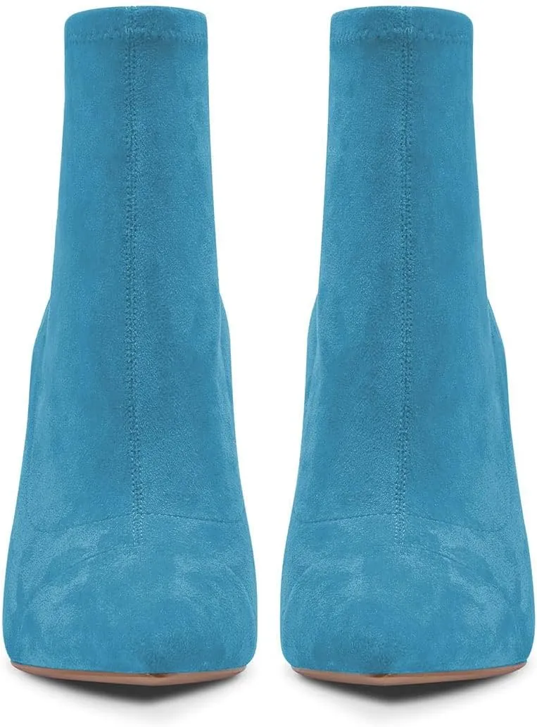 Saekcted Women High Heel Stiletto Pointed Toe Ankle Boots Short Bootie Slip-on Classic Dress Office Party Boots 3.9 Inches Heels