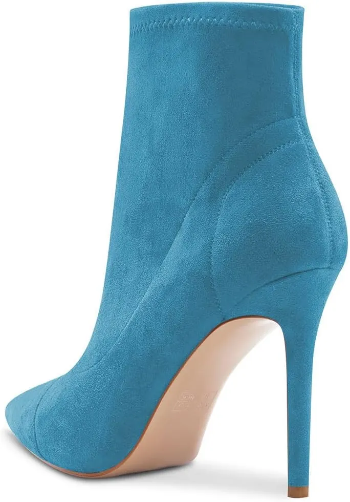 Saekcted Women High Heel Stiletto Pointed Toe Ankle Boots Short Bootie Slip-on Classic Dress Office Party Boots 3.9 Inches Heels