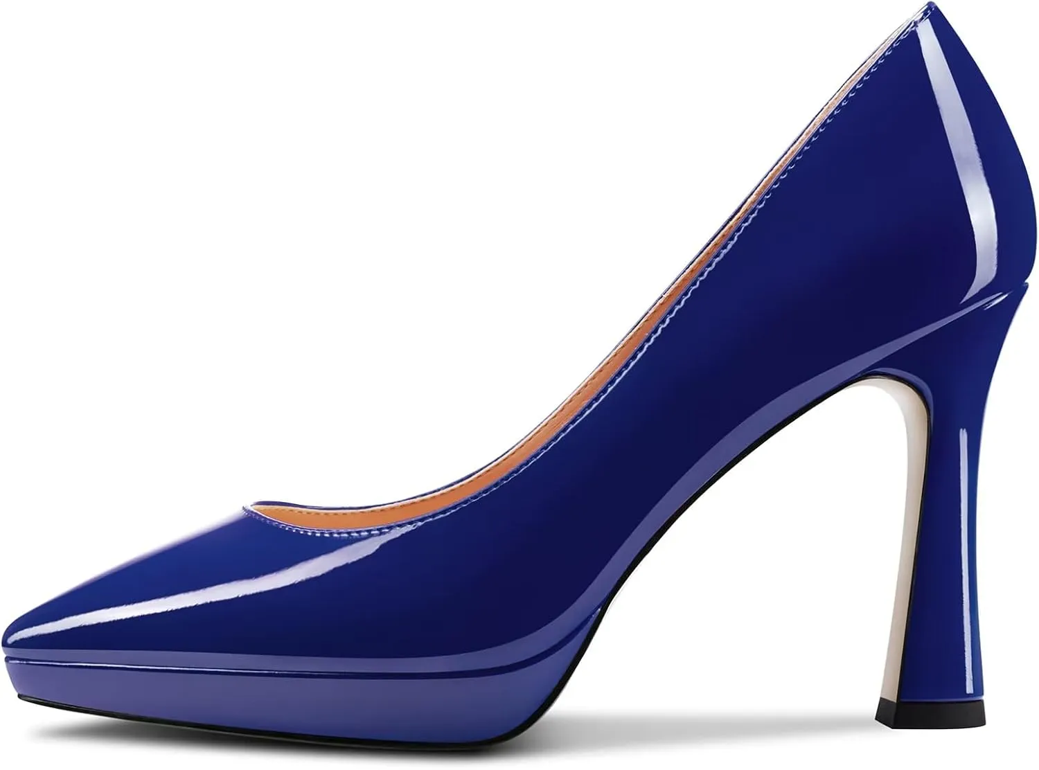 Saekcted Women High Stiletto Platform Heel Pointed Toe Pumps Slip-on Wedding Office 3.9 Inches Heels Shoes