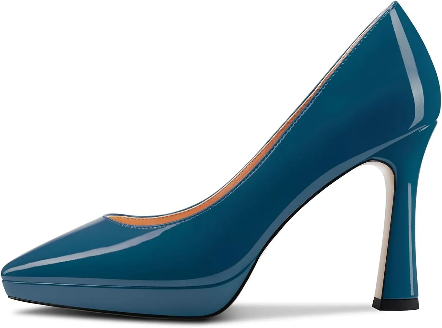 Saekcted Women High Stiletto Platform Heel Pointed Toe Pumps Slip-on Wedding Office 3.9 Inches Heels Shoes