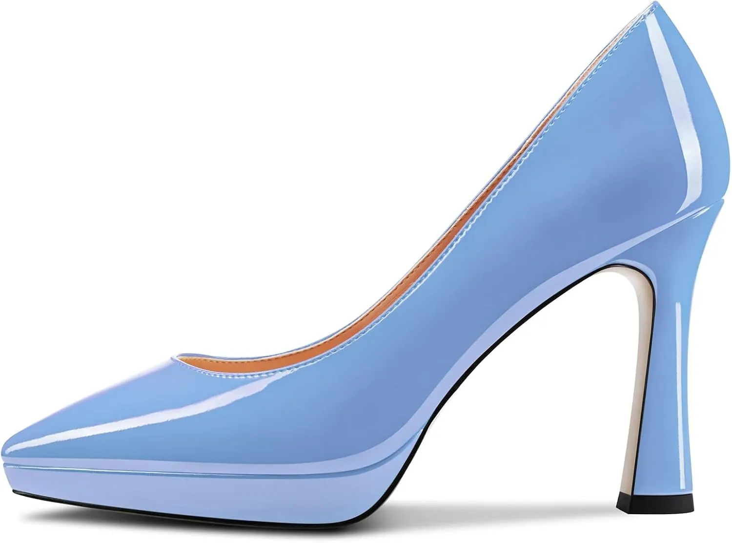 Saekcted Women High Stiletto Platform Heel Pointed Toe Pumps Slip-on Wedding Office 3.9 Inches Heels Shoes