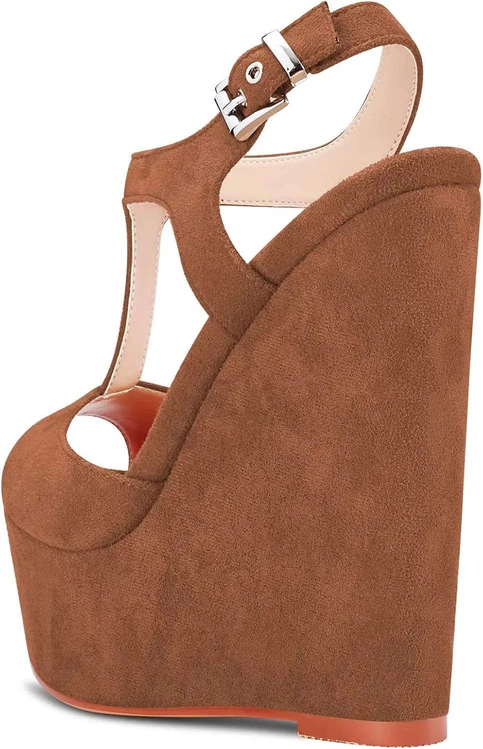 Saekcted Women High Wedge Platform Heel Peep Open Toe Sandals T-strap Ankle Strap Buckle Party Dress Cute Shoes