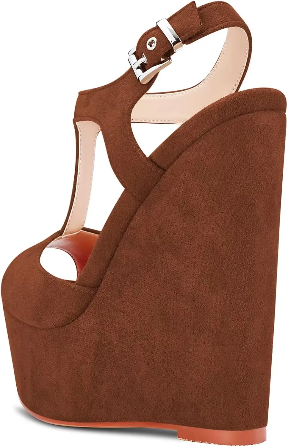 Saekcted Women High Wedge Platform Heel Peep Open Toe Sandals T-strap Ankle Strap Buckle Party Dress Cute Shoes