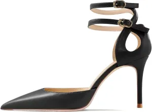 Saekcted Women Stiletto High Heel Close Pointed Toe Sandals Ankle Strap Two-Piece Buckle Party Sexy Shoes