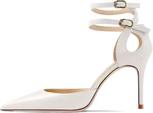 Saekcted Women Stiletto High Heel Close Pointed Toe Sandals Ankle Strap Two-Piece Buckle Party Sexy Shoes
