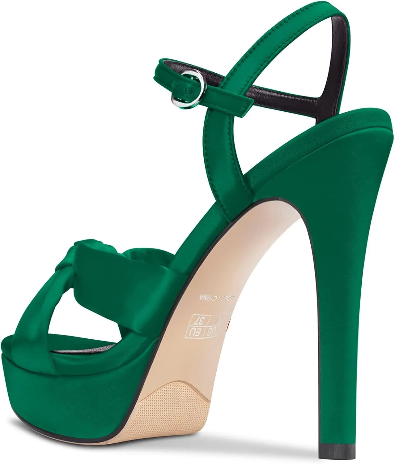 Saekcted Women Stiletto High Platform Heel Peep Open Toe Sandals Ankle Strap Slingback 5.1 Inches Heels Wedding Party