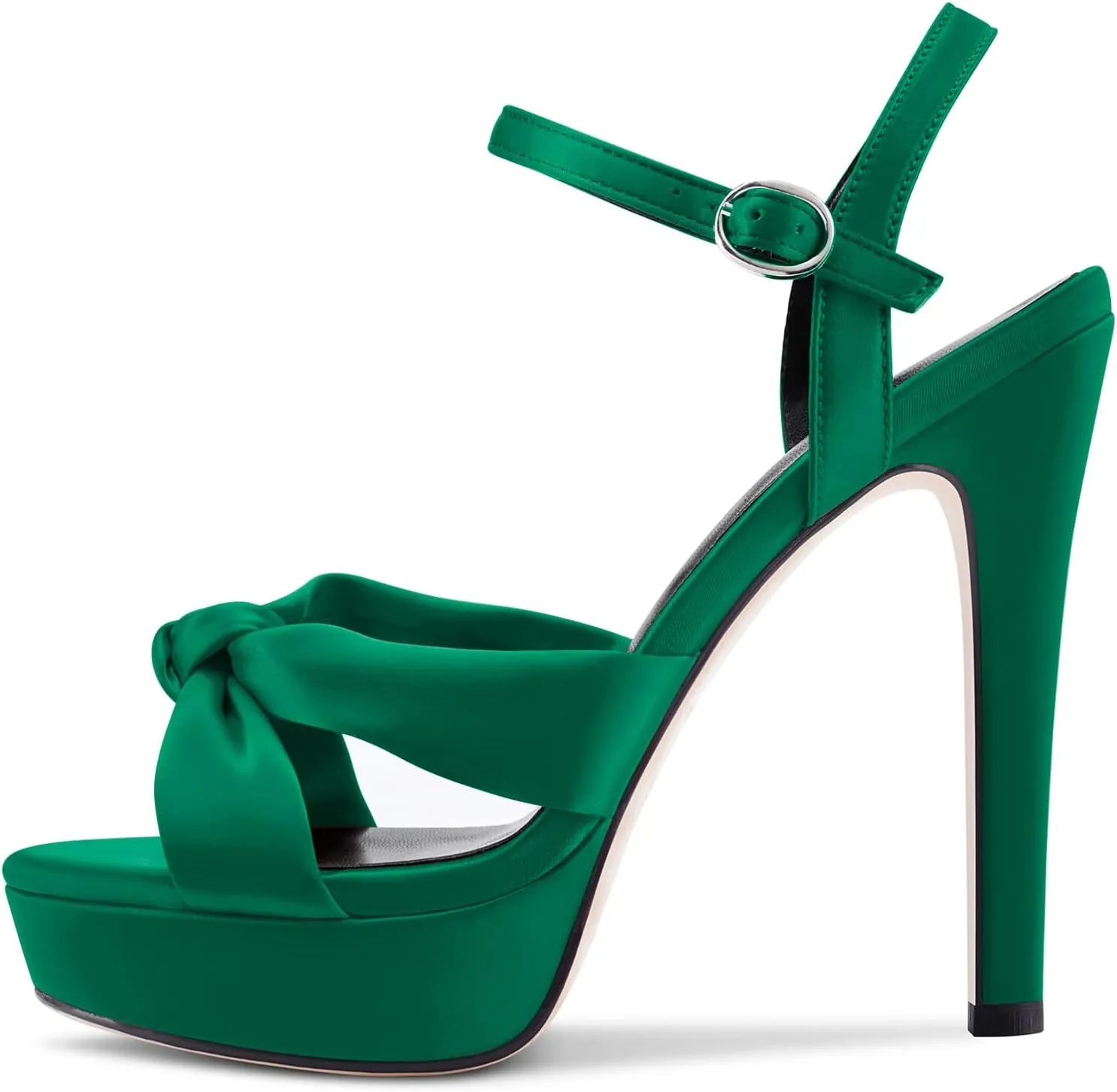Saekcted Women Stiletto High Platform Heel Peep Open Toe Sandals Ankle Strap Slingback 5.1 Inches Heels Wedding Party