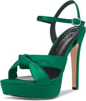Saekcted Women Stiletto High Platform Heel Peep Open Toe Sandals Ankle Strap Slingback 5.1 Inches Heels Wedding Party