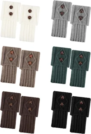 SATINIOR 6 Pairs Women Winter Boot Cuffs Socks Cable Knitted Cuffs Socks Short Knitted Leg Warmers Button Boot Toppers