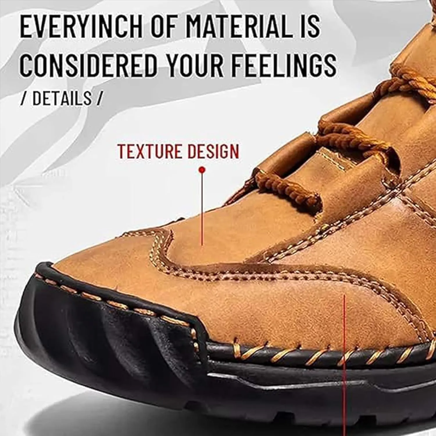 Saw Behind Men's Shoes, Sawbehind Men's Comfortable Handmade Leather Boots, Waterproof, Spacious Toe Box Leather Shoes