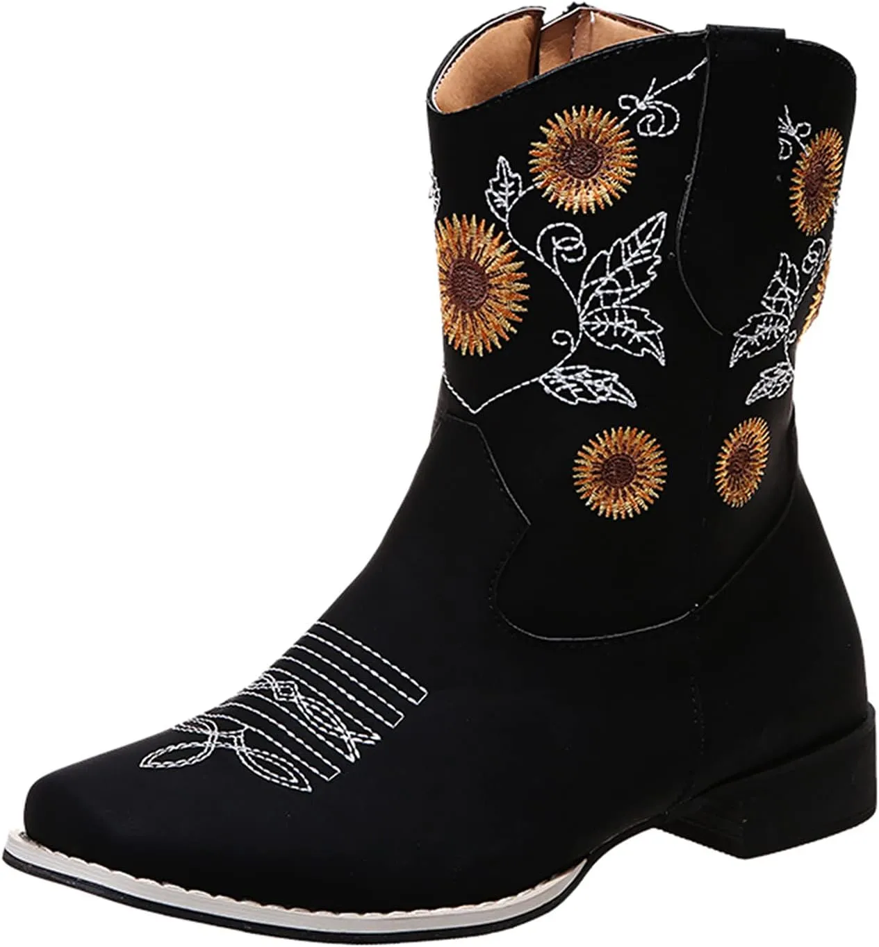 SBGMoSJ Women's Leather Ankle Boots Shoes Zipper Winter Booties White Ankle Boots for Women Wide Blowfish Grey Booties Women Ankle Boots with Heel Women Booties Low Heel Womens White Western Boots