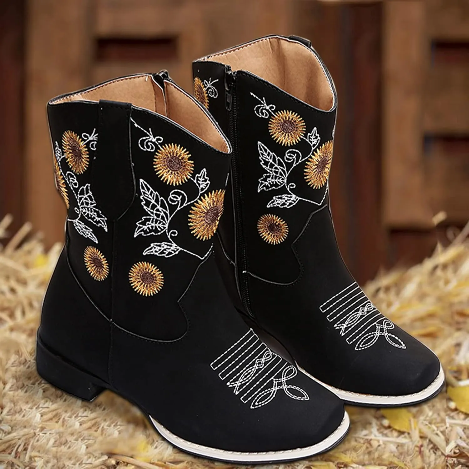 SBGMoSJ Women's Leather Ankle Boots Shoes Zipper Winter Booties White Ankle Boots for Women Wide Blowfish Grey Booties Women Ankle Boots with Heel Women Booties Low Heel Womens White Western Boots