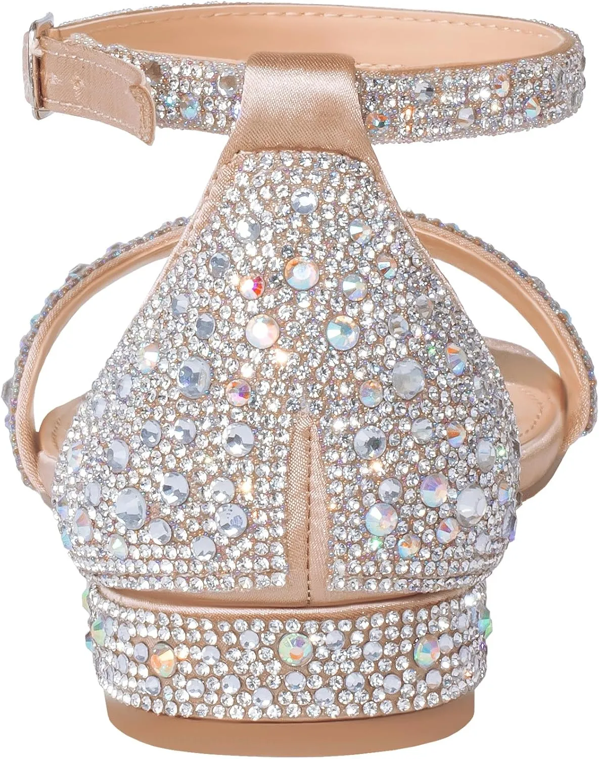 SheSole Women's Rhinestone Low Block Heel Sandals Sparkly Ankle Strap Sandal Bridal Wedding Dress Shoes Silver Gold White
