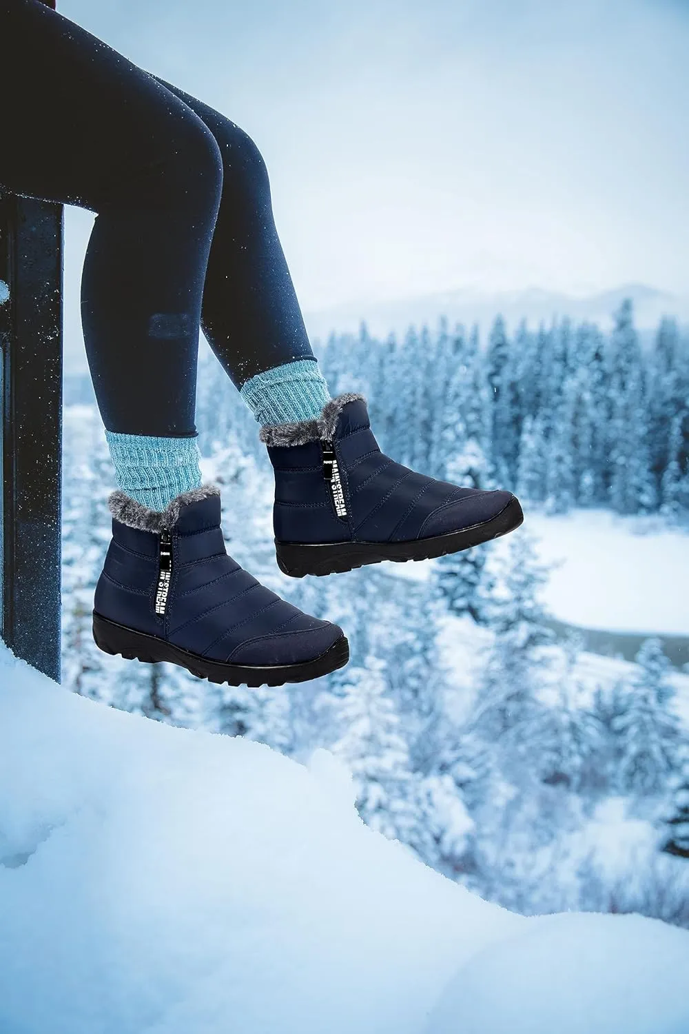 SHIBEVER Women Winter Snow Boots: Womens Waterproof Fur Lined Warm Boot Outdoor Walking Comfortable Slip On Zipper Ankle Booties
