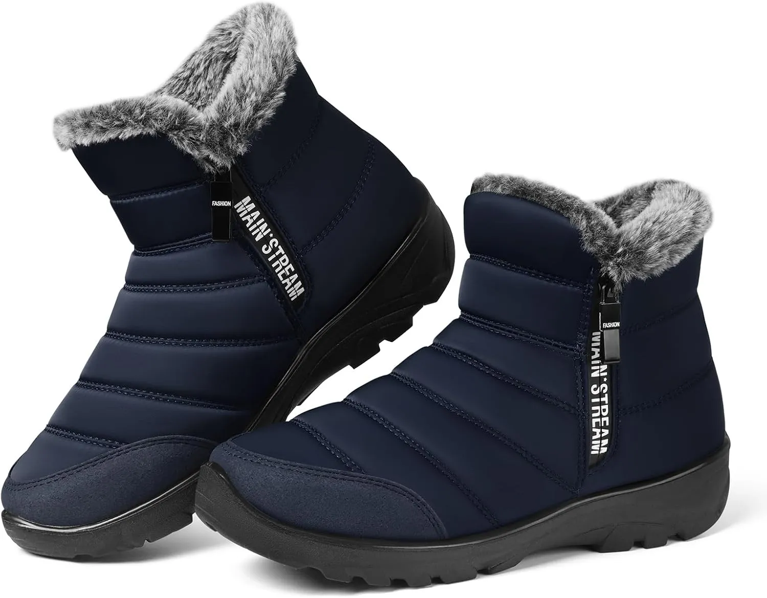 SHIBEVER Women Winter Snow Boots: Womens Waterproof Fur Lined Warm Boot Outdoor Walking Comfortable Slip On Zipper Ankle Booties