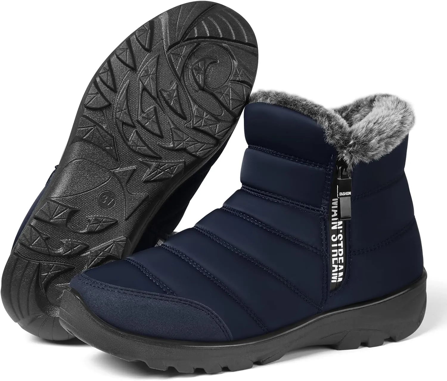 SHIBEVER Women Winter Snow Boots: Womens Waterproof Fur Lined Warm Boot Outdoor Walking Comfortable Slip On Zipper Ankle Booties