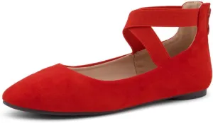Shoe Land Women's Flats – Dressy & Casual Almond Toe Flat Shoes with Elastic Ankle Strap, Comfortable Slip-On Ballet Flats for Work, Office & Special Occasions