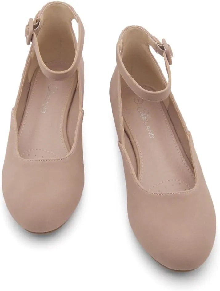 Shoe Land Women’s Flats – Dressy & Comfortable Slip-On Shoes with Low Wedge & Ankle Strap | Round Toe Ballet Flats for Work, Office, Party & Business Casual