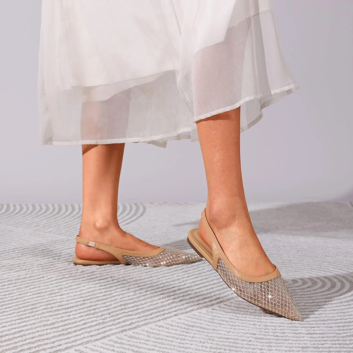 Slingback Flats for Women Stylish Pointed Toe Design with Comfortable Mesh Material for Breathable Party Dress Elegant Shoes
