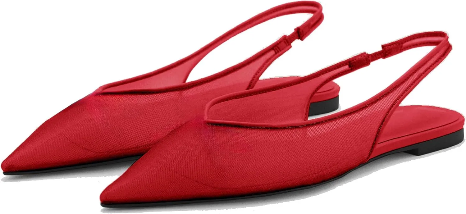 Slingback Flats for Women Stylish Pointed Toe Design with Comfortable Mesh Material for Breathable Party Dress Elegant Shoes