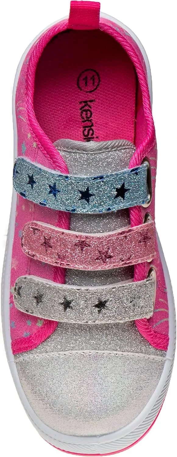 Sneakers-Low Top Casual Canvas Shoes Slip on Lace Up Multicolor Tennis (Little Big Kid US Medium)