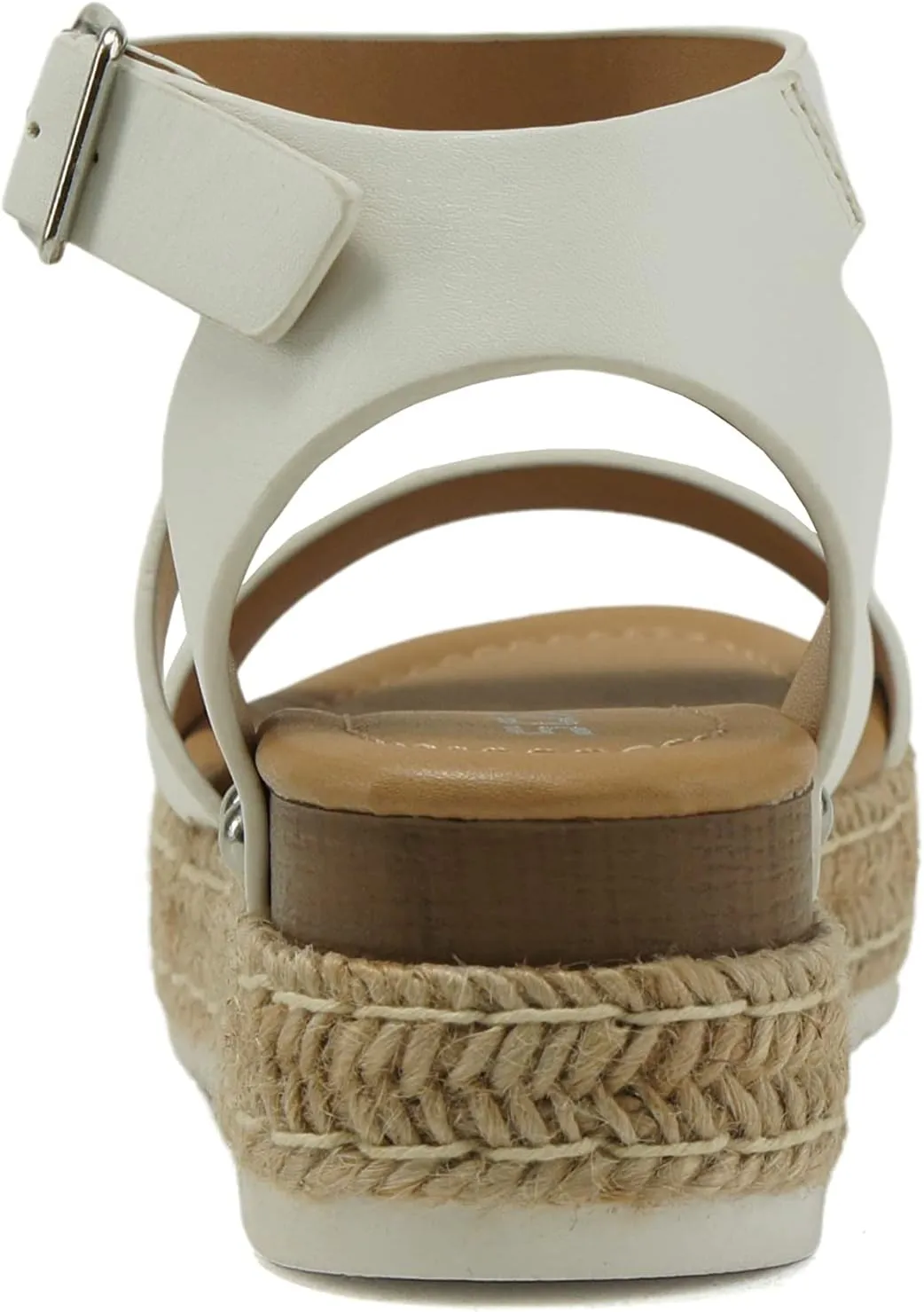 Soda BRYCE-2 Kids/Children/Girls Open Toe Two Bands Espadrille Jute Platform Wedge Casual Fashion Flatform Sandals with Buckle Ankle Strap